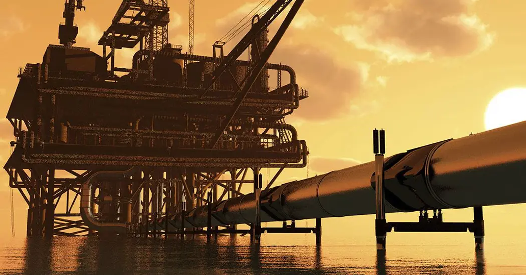 image is Oil Production And The Pipe In The Sea Supporting