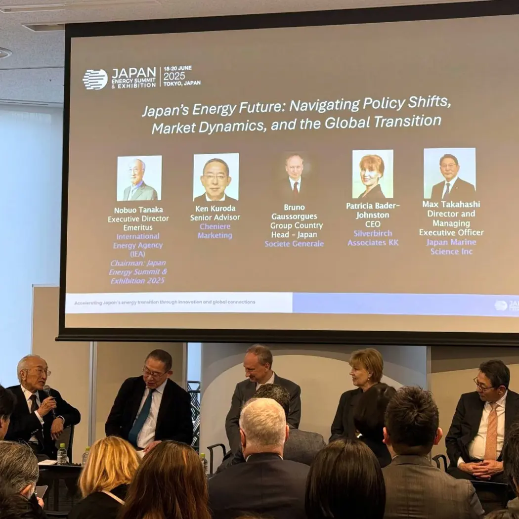 image is Japan Energy Summit & Exhibition 2025 Pre Event Industry Seminar Panel Discussion (Front View)