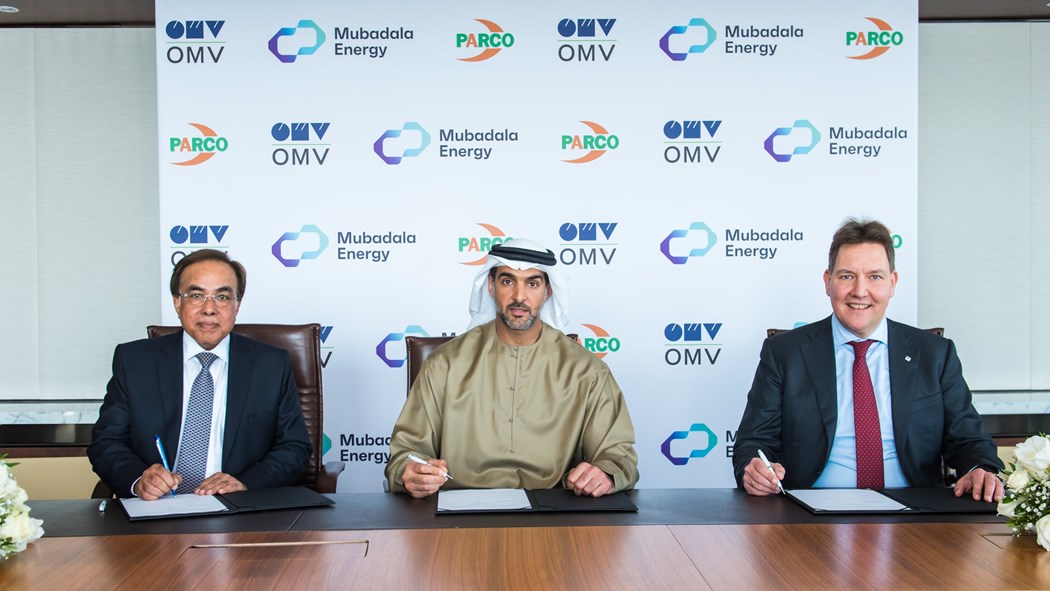 image is MOU Signing Mubadala Energy OMV And PARCO Join Forces To Explore Opportunities In Sustainable Fuels