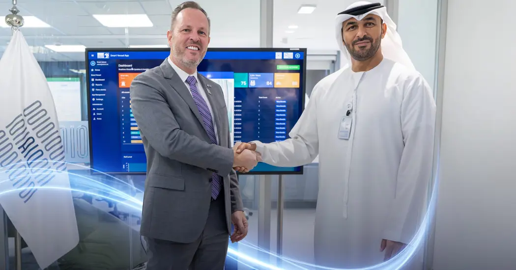 image is Dr. Chris Cooper AIQ CEO And Captain Abdulkareem Al Masabi CEO Of ADNOC LS