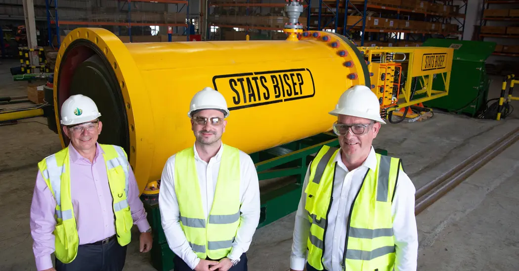 image is (Left To Right) STATS Group's Angus Bowie Mark Gault And Joe Fraser