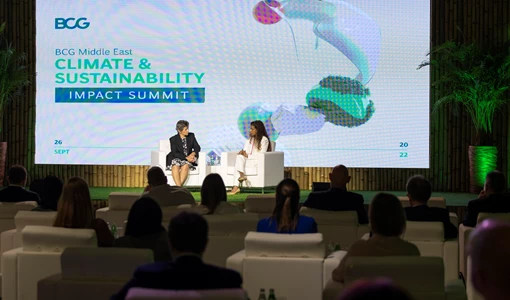 BCG inaugurates its global hub for climate and sustainability for the GCC Shelly Trench With Christiana Figueres Executive Secretary Of The United Nations Framework 2